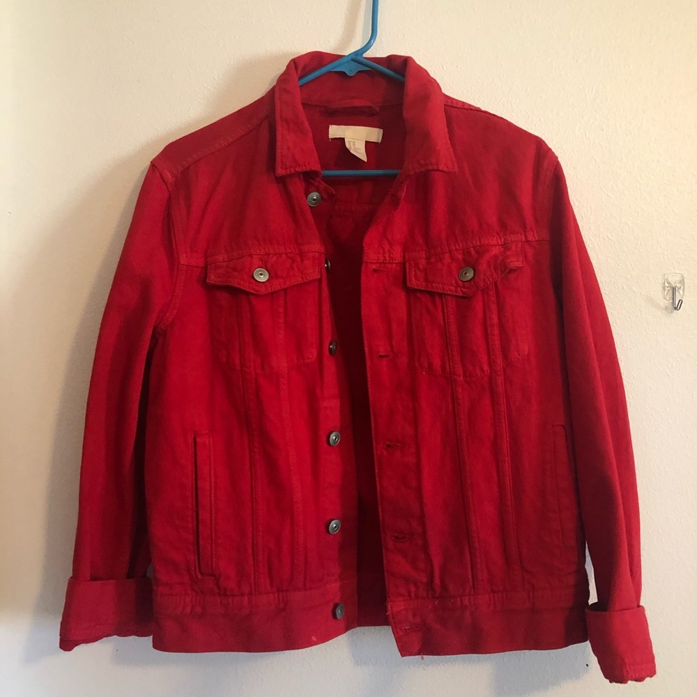 H&M Red denim jean jacket